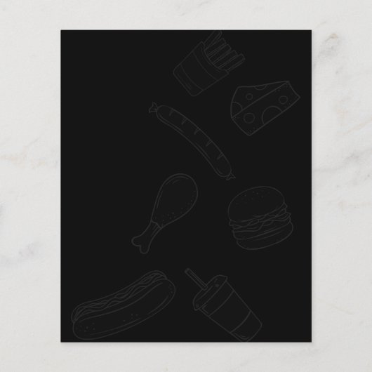 Zwart Elegant Burger Restaurant Menu Uitnodiging (Achterkant)