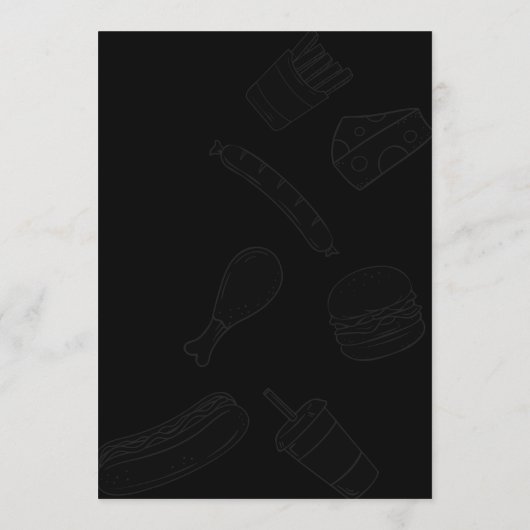 Zwart Elegant Burger Restaurant Menu Uitnodiging (Achterkant)