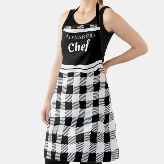 Zwart Elegant Chef Buffalo Pset Black White Apron Schort (Insitu)