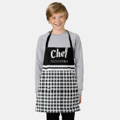 Zwart Elegant Chef Buffalo Pset Black White Apron Schort (Gedragen)