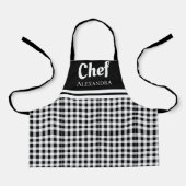 Zwart Elegant Chef Buffalo Pset Black White Apron Schort (Voorkant)