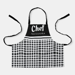 Zwart Elegant Chef Buffalo Pset Black White Apron Schort