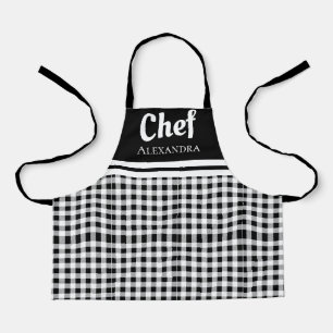 Zwart Elegant Chef Buffalo Pset Black White Apron Schort