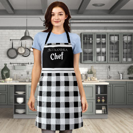 Zwart Elegant Chef Buffalo Pset Black White Apron Schort