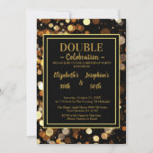 Zwart Elegant Chic Dual Verjaardag Soiree Uitnodig Kaart (Voorkant)