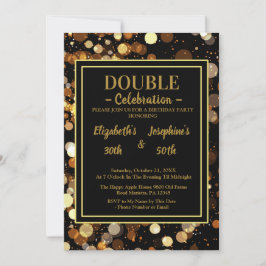 Zwart Elegant Chic Dual Verjaardag Soiree Uitnodig Kaart