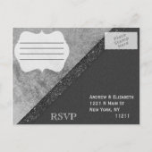 Zwart Elegant Chic Faux Folie & Glitter Uitnodiging Briefkaart (Achterkant)