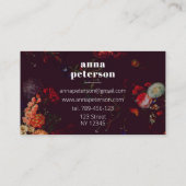 Zwart Elegant Chique Donker Bloemist Visitekaartje (Achterkant)