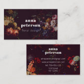 Zwart Elegant Chique Donker Bloemist Visitekaartje (Voorkant / Achterkant)
