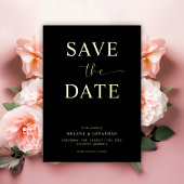 Zwart Elegant Chique Minimalist Save The Date Folie Uitnodiging