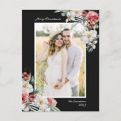Zwart Elegant Christmas Photo Holiday Briefkaart (Voorkant)