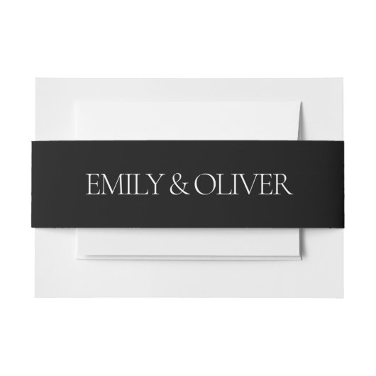 Zwart Elegant Classic Couple's Names Bruiloft Uitnodigingen Wikkel (Voorkant Voorbeeld)