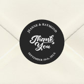 Zwart Elegant Custom Bruiloft Dank u Favor Ronde Sticker