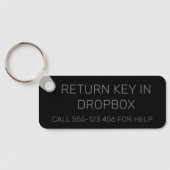 Zwart Elegant Custom Guest House Kamer Telefoonnum Sleutelhanger (Achterkant)