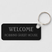 Zwart Elegant Custom Guest House Kamer Telefoonnum Sleutelhanger (Voorkant)