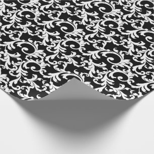 Zwart Elegant Damask Print Cadeaupapier