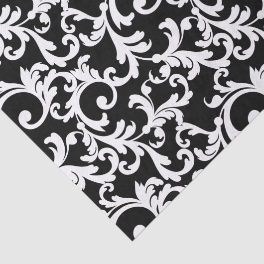 Zwart Elegant Damask Print Tissuepapier (Detail)