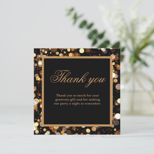 Zwart Elegant Dual Verjaardag Soiree Dank u kaart (Staand voorkant)