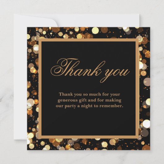 Zwart Elegant Dual Verjaardag Soiree Dank u kaart (Voorkant)