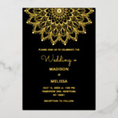 Zwart Elegant eenvoudige  bruiloft uitnodiging (Voorkant)