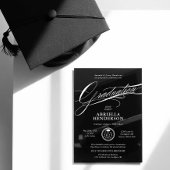 Zwart Elegant en Formeel Script Afstuderen Acryl Uitnodigingen
