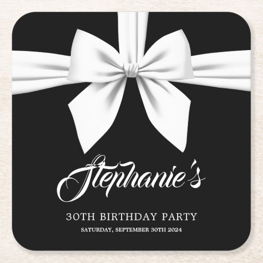 Zwart Elegant Fancy Tiffany Party Decor Kartonnen Onderzetters (Voorkant)