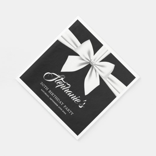 Zwart Elegant Fancy Tiffany Verjaardagsservies Servet (Hoek)