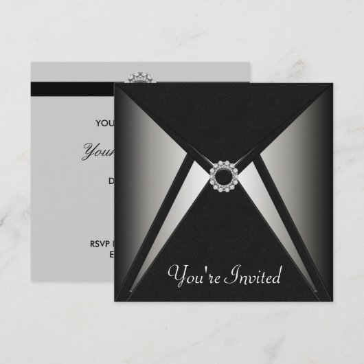 Zwart elegant feest template voor elke gelegenheid kaart (Voorkant / Achterkant)