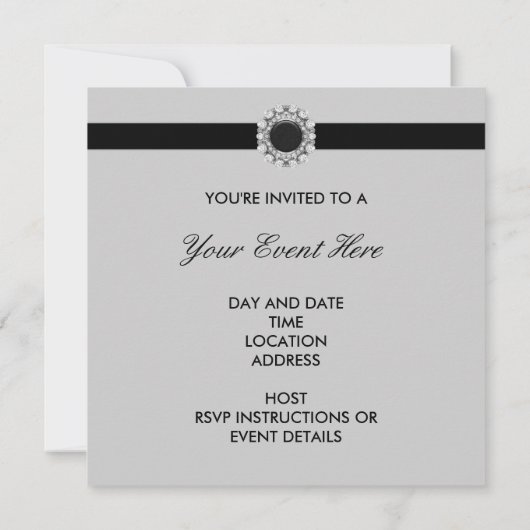 Zwart elegant feest template voor elke gelegenheid kaart (Achterkant)