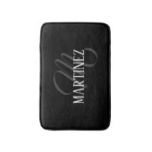 Zwart Elegant gepersonaliseerde achternaam | Naam Badmat (Voorkant Verticaal)