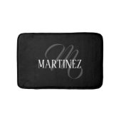 Zwart Elegant gepersonaliseerde achternaam | Naam Badmat (Voorkant)