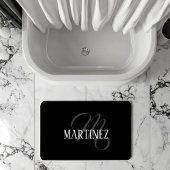 Zwart Elegant gepersonaliseerde achternaam | Naam Badmat