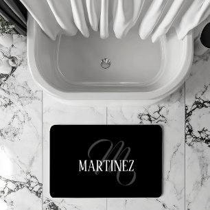 Zwart Elegant gepersonaliseerde achternaam Naam Badmat