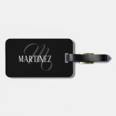 Zwart Elegant gepersonaliseerde achternaam | Naam Bagagelabel (Achterkant horizontaal)