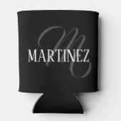 Zwart Elegant gepersonaliseerde achternaam | Naam Blikjeskoeler (Achterkant)