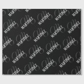 Zwart Elegant gepersonaliseerde achternaam | Naam Cadeaupapier (Vlak)