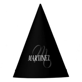 Zwart Elegant gepersonaliseerde achternaam | Naam Feesthoedjes
