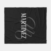Zwart Elegant gepersonaliseerde achternaam | Naam Fleece Deken (Voorkant (Horizontaal))