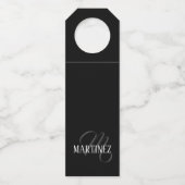 Zwart Elegant gepersonaliseerde achternaam | Naam Flessenhanger (Achterkant)