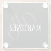 Zwart Elegant gepersonaliseerde achternaam | Naam Glazen Onderzetter (Achterkant)