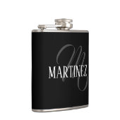 Zwart Elegant gepersonaliseerde achternaam | Naam Heupfles (Rechts)