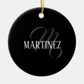 Zwart Elegant gepersonaliseerde achternaam | Naam Keramisch Ornament (Voorkant)