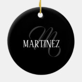 Zwart Elegant gepersonaliseerde achternaam | Naam Keramisch Ornament (Achterkant)