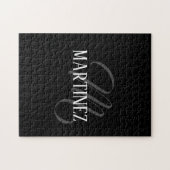 Zwart Elegant gepersonaliseerde achternaam | Naam Legpuzzel (Horizontaal)