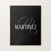 Zwart Elegant gepersonaliseerde achternaam | Naam Legpuzzel (Verticaal)