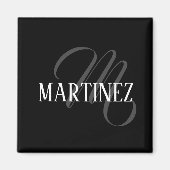 Zwart Elegant gepersonaliseerde achternaam | Naam Magneet (Voorkant)