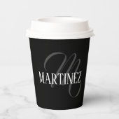 Zwart Elegant gepersonaliseerde achternaam | Naam Papieren Bekers (Achterkant)