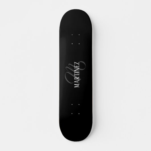Zwart Elegant gepersonaliseerde achternaam | Naam Persoonlijk Skateboard (Voorkant)
