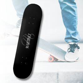 Zwart Elegant gepersonaliseerde achternaam | Naam Persoonlijk Skateboard