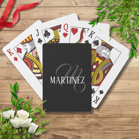 Zwart Elegant gepersonaliseerde achternaam | Naam Pokerkaarten